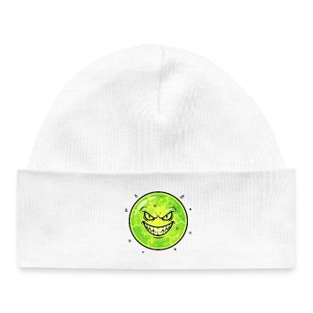 Lune Sombre avec un sourire - Bonnet bébé bio - blanc - Devant