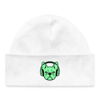 Frenchie DJ Headphones Music - Baby Organic Beanie - white - Front