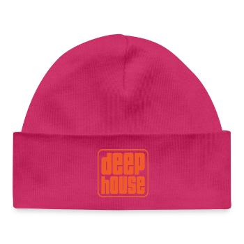 Deep House Retro Bold Logo - Baby Organic Beanie - white - Front