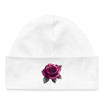 Dark Rose Blossom Illustration - Baby Organic Beanie - white - Front