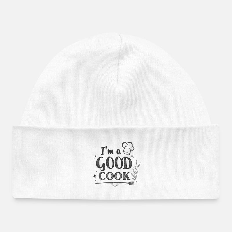 Im a GOOD COOK Chef Chalk - Bonnet bébé bio - blanc