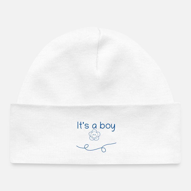 C’est un garçon - Bonnet bébé bio - blanc