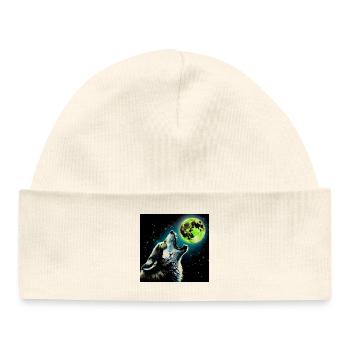 Wolf howls at the Full Moon - Baby Organic Beanie - white - Front