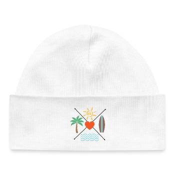 Sun Heart Surf Palm Tree Waves - Baby Organic Beanie - white - Front