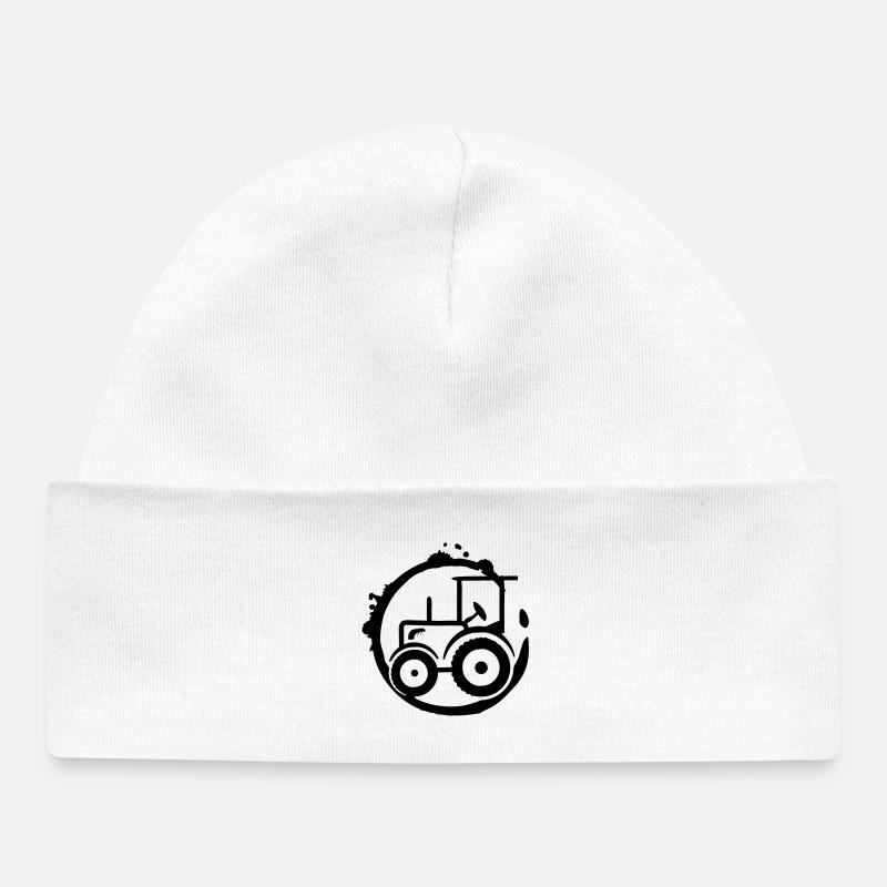 Un tracteur - Bonnet bébé bio - blanc