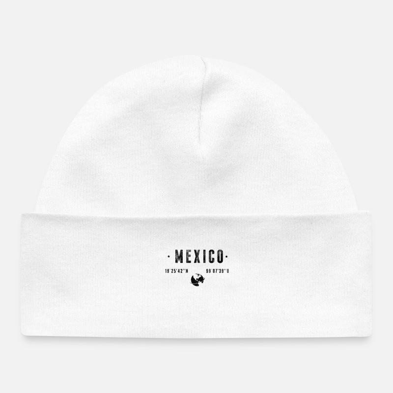 Mexico Coordonnées Géographiques Stylisées - Bonnet bébé bio - blanc