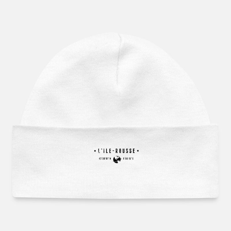 L'Ile Rousse Coordonnées Géographiques Stylisées - Bonnet bébé bio - blanc