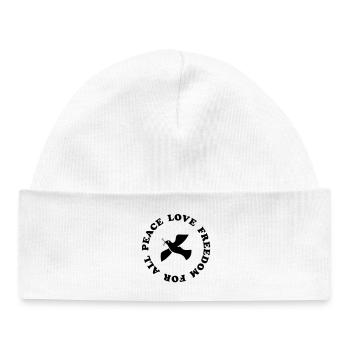 Peace Love Freedom colombe de la paix - Bonnet bébé bio - blanc - Devant