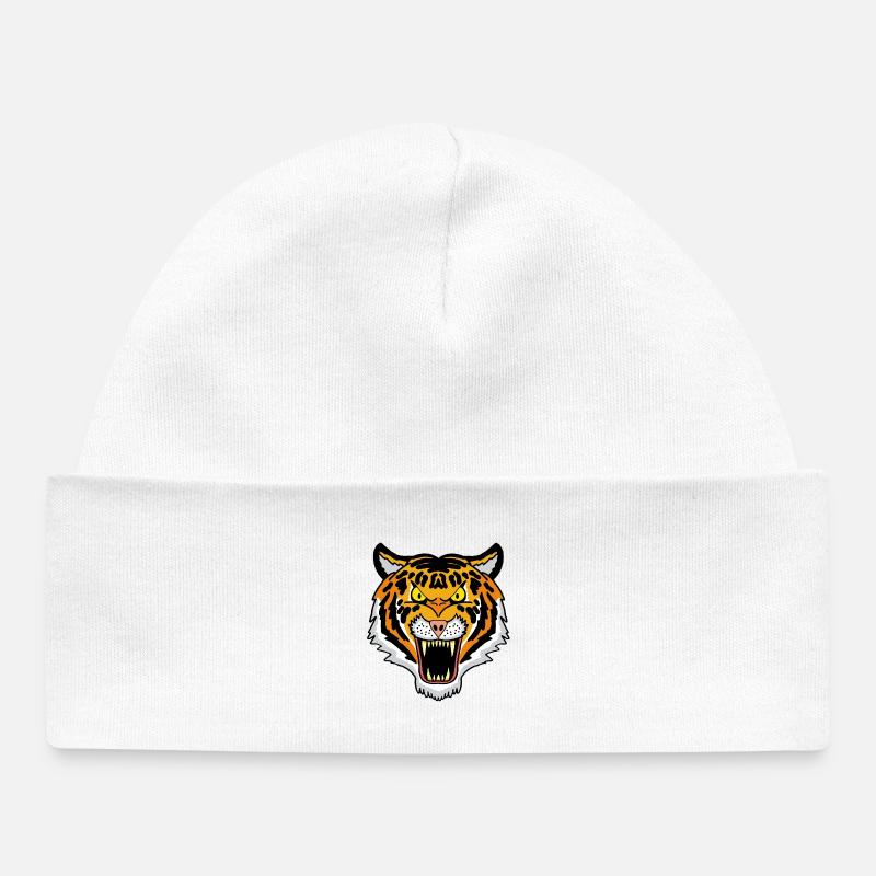 Tigre du Bengale - Bonnet bébé bio - blanc