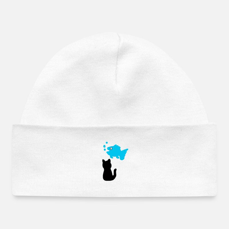 Pensées de poissons - Bonnet bébé bio - blanc