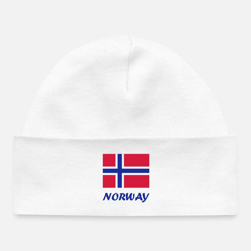 Drapeau norvégien - Bonnet bébé bio - blanc