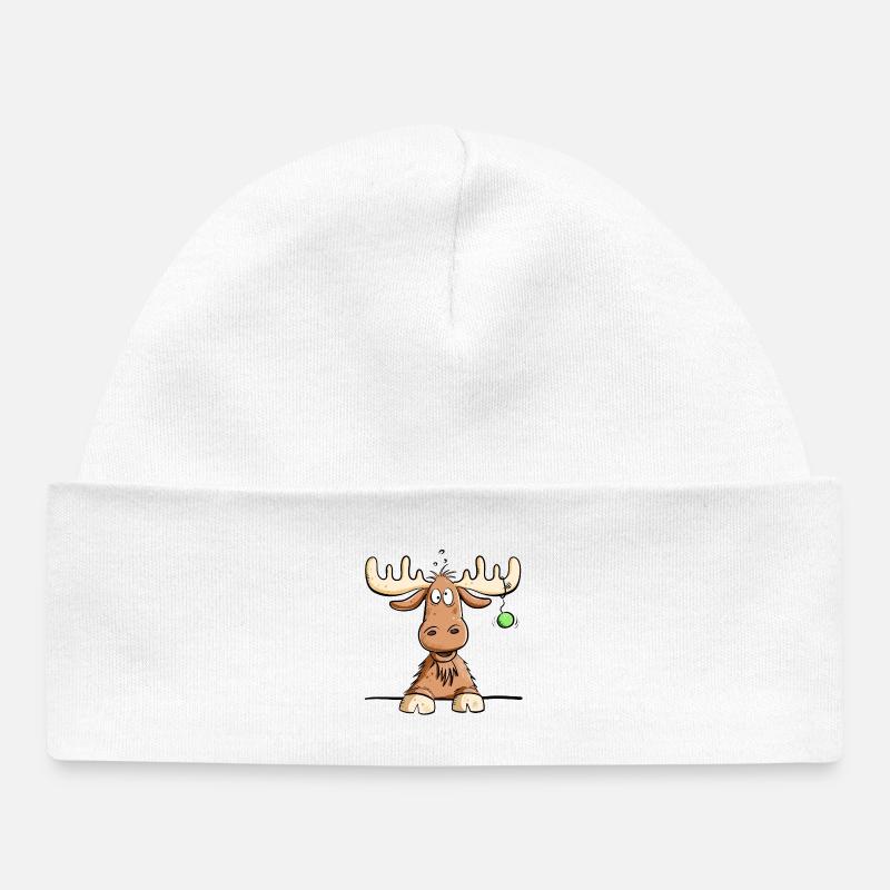 Funny Moose I Christmas I Cadeau drôle - Bonnet bébé bio - blanc