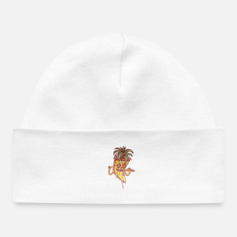 Pizza Ananas Mascotte Funky - Bonnet bébé bio - blanc