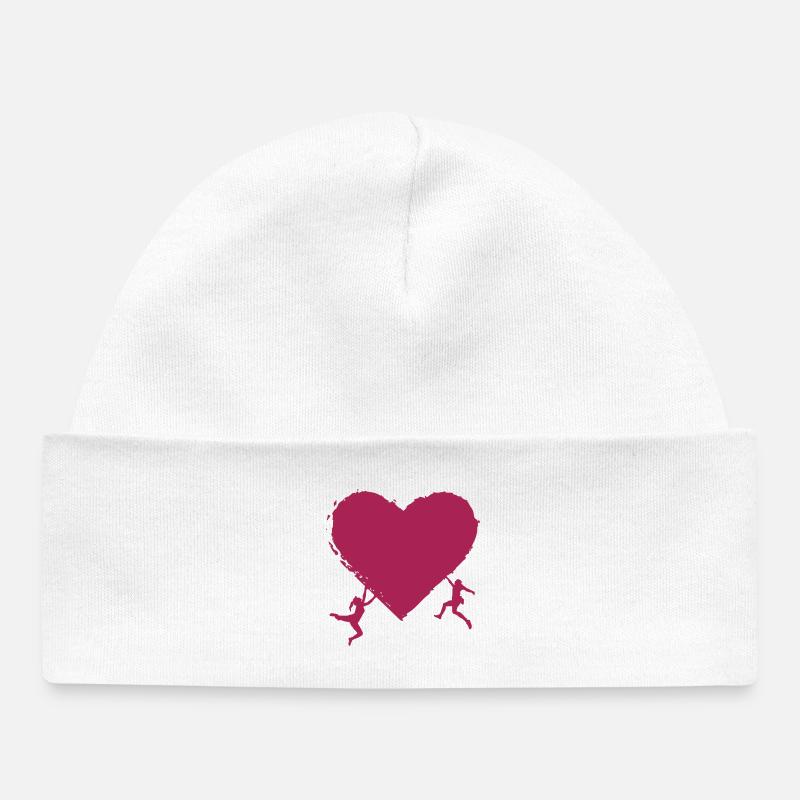 Escalade et amour pour la Saint Valentin - Bonnet bébé bio - blanc