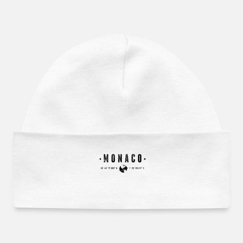 Monaco Coordonnées Géographiques Stylisées - Bonnet bébé bio - blanc