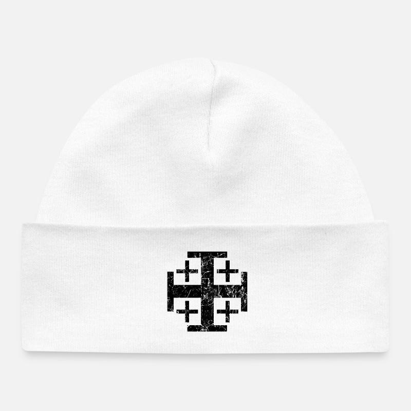Croix de Jérusalem Croix de Jérusalem cruz croix - Bonnet bébé bio - blanc