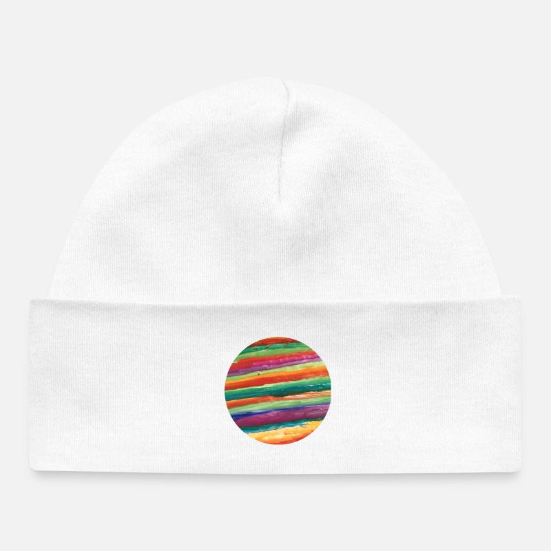 planète peinte de la peinture - Bonnet bébé bio - blanc