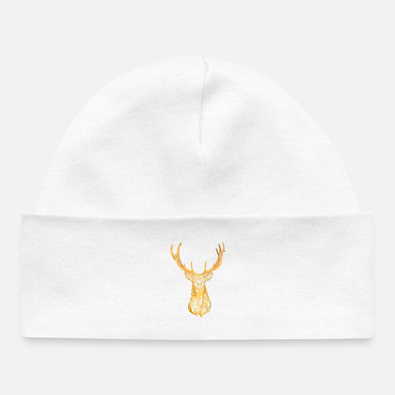 Tête de cerf - Bonnet bébé bio - blanc