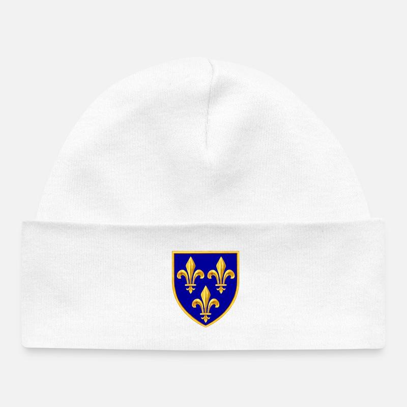fleurs de lys - Bonnet bébé bio - blanc
