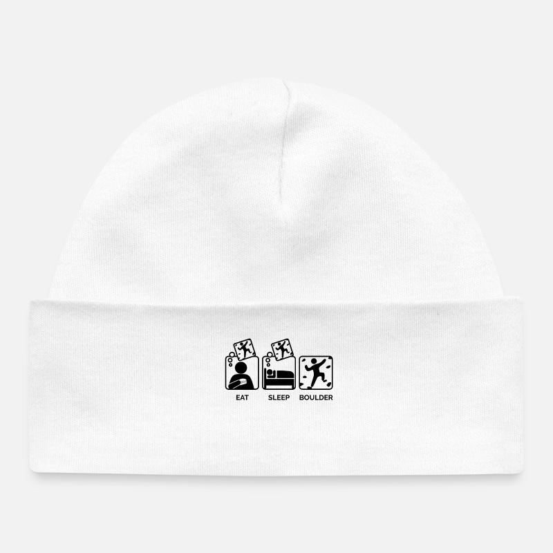 Rocher, escalade, alpinisme, manger, dormir, dire - Bonnet bébé bio - blanc