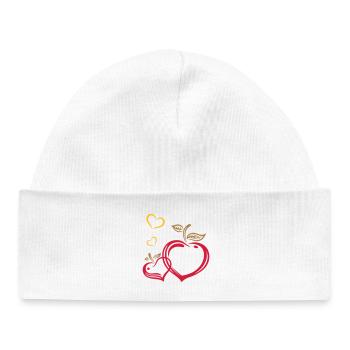 Two apples in heart shape, autumn, fruits, love. - Baby Organic Beanie - white - Front