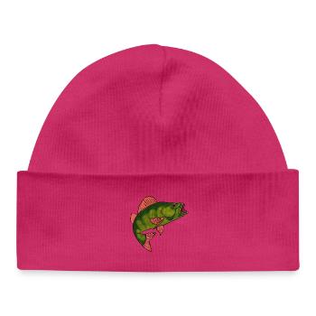 Green Fish with Pink Fins - Baby Organic Beanie - white - Front
