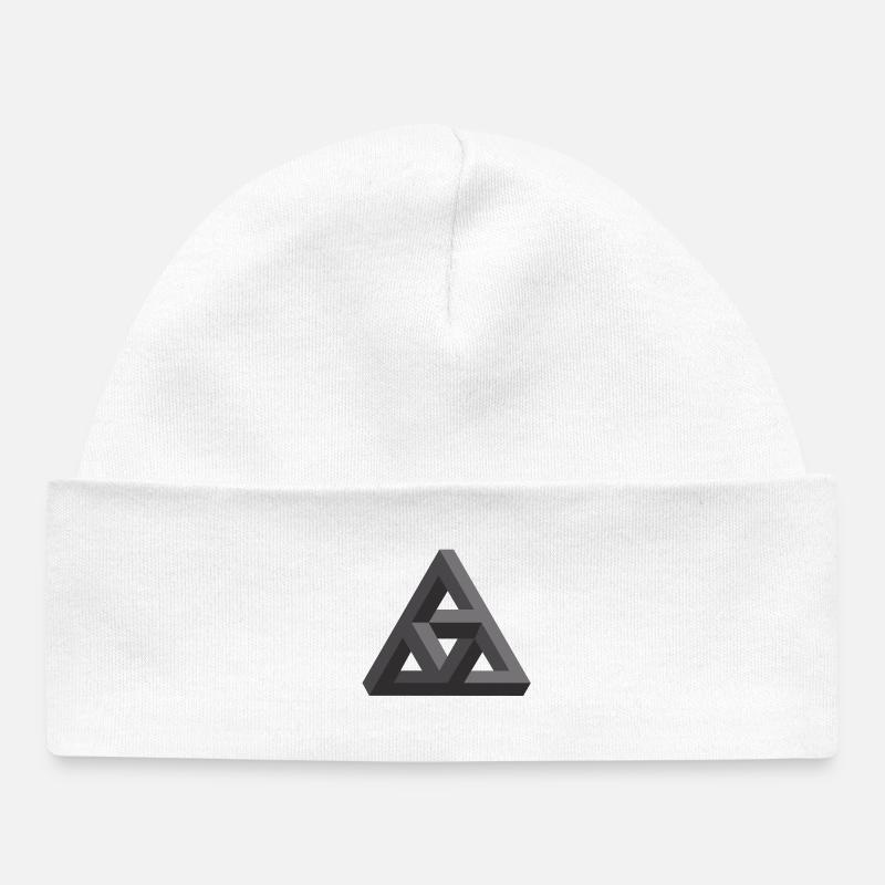 Motif géométrique abstrait en gris - Bonnet bébé bio - blanc