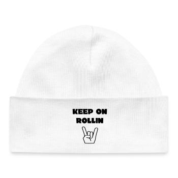 Always keep rolling with your wheelchair # - Baby Organic Beanie - white - Front