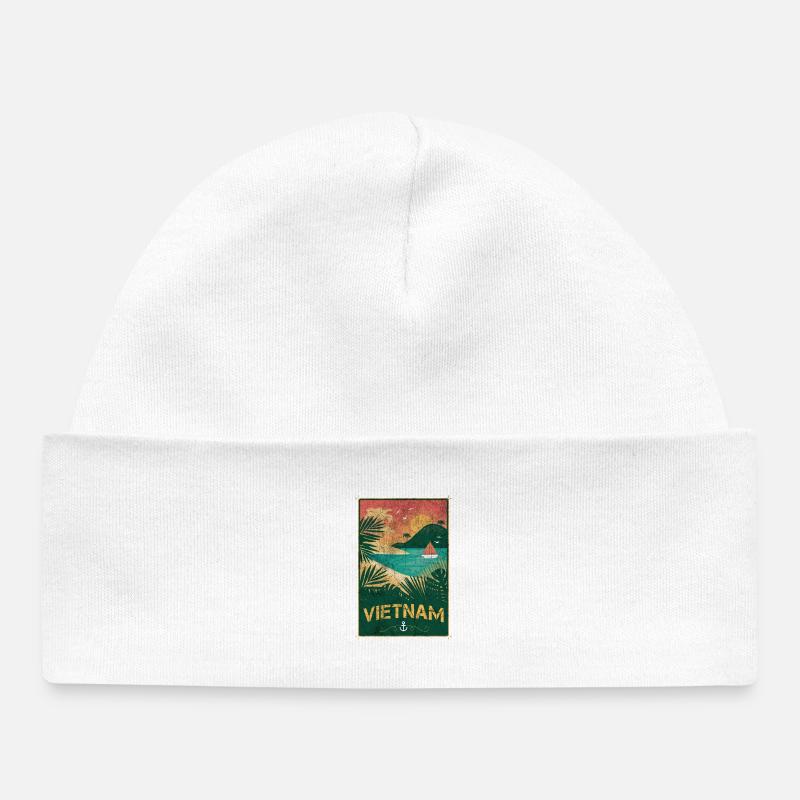 Conception de plage vintage Vietnam - Bonnet bébé bio - blanc