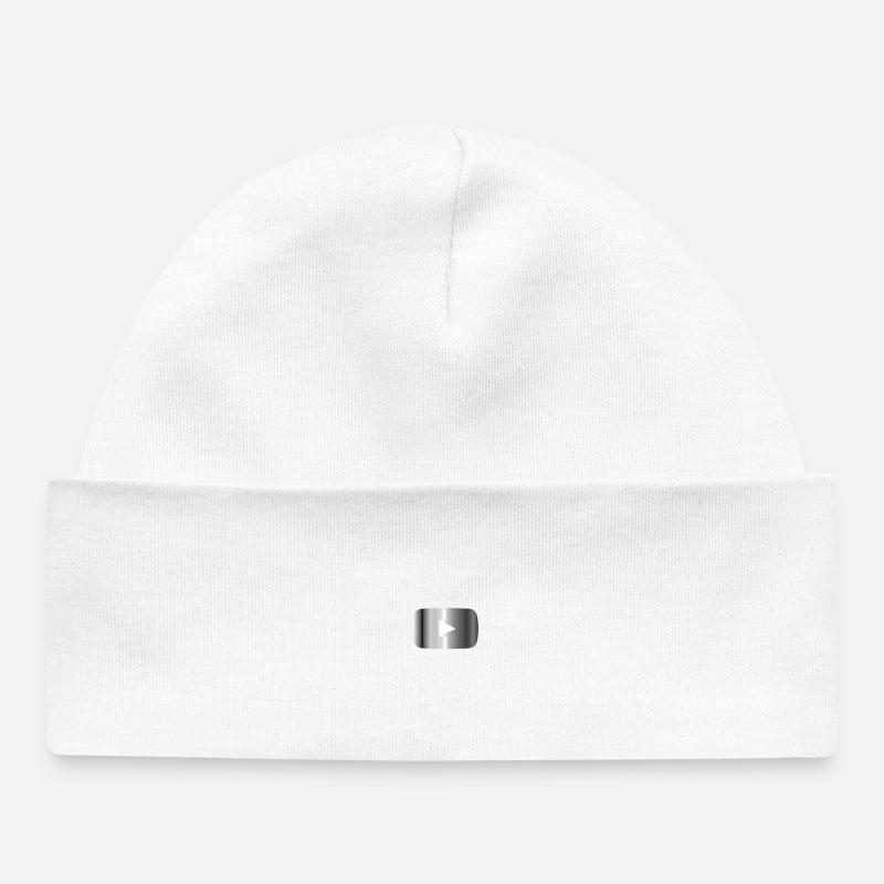 Silberner Play Button  - Baby Organic Mütze - Weiß