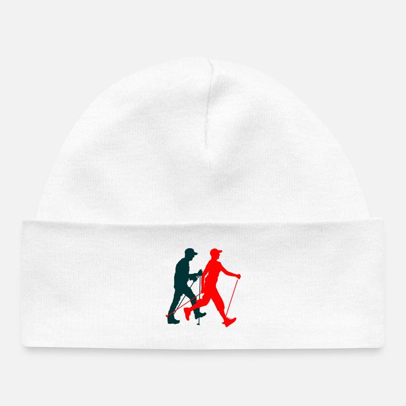Nordicwalking walkers silhouette figures colorées - Bonnet bébé bio - blanc