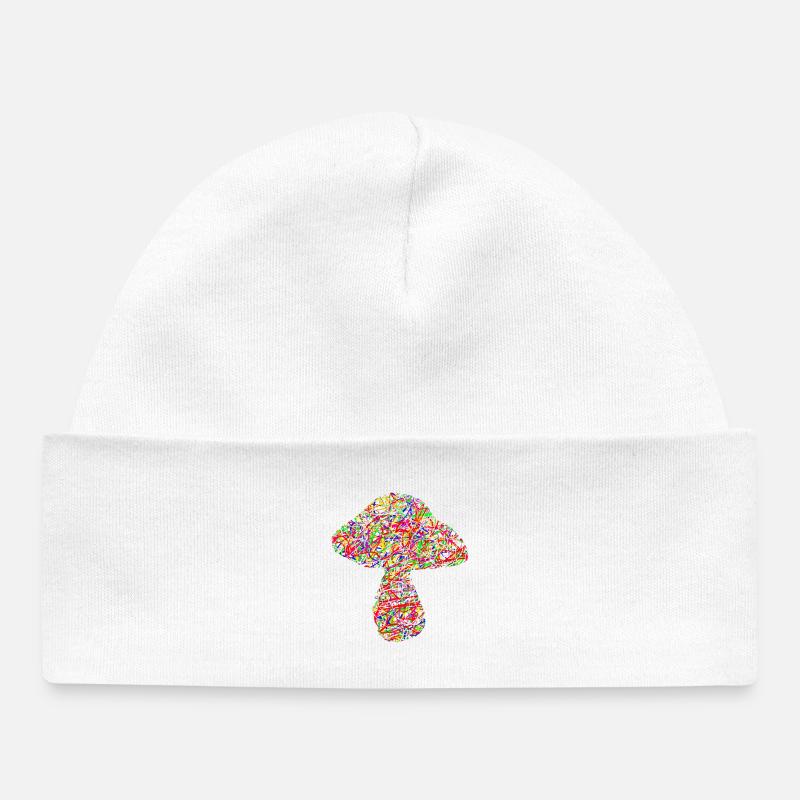 champignon coloré - Bonnet bébé bio - blanc