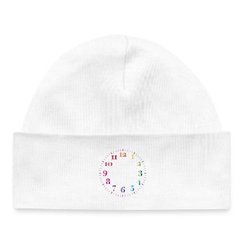 Dial with colored digits without clock hands - Baby Organic Beanie - white - Front