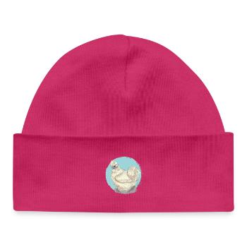 White silk hen - Baby Organic Beanie - hot pink - Front