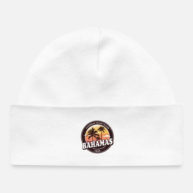 Conception de palmiers vintage des Bahamas - Bonnet bébé bio - blanc