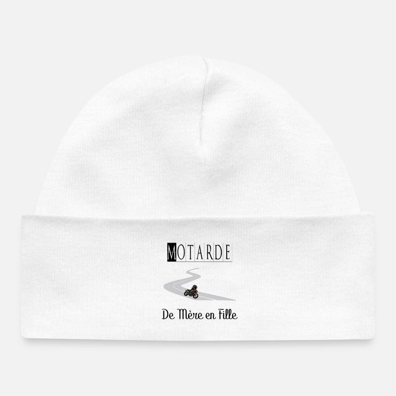 Motarde de Mère en Fille Moto - Bonnet bébé bio - blanc