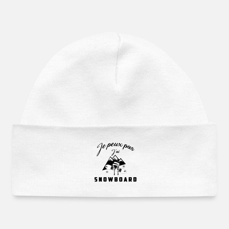 Snowboard Montagne Noir et Blanc - Bonnet bébé bio - blanc