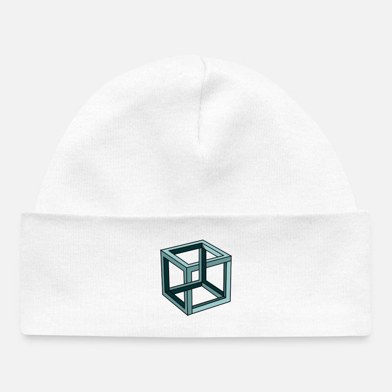 Escher Impossible Cube - Bonnet bébé bio - blanc