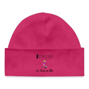 Footballeuse de Mère en Fille Femme Ballon Foot - Bonnet bébé bio - blanc - Devant