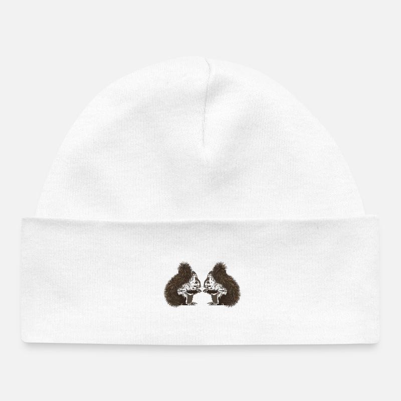 Écureuils, écureuils - Bonnet bébé bio - blanc