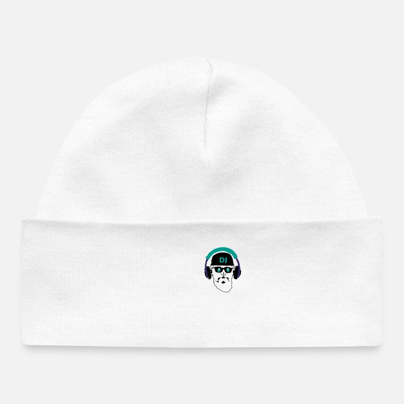 Dessin casque de DJ néon - Bonnet bébé bio - blanc