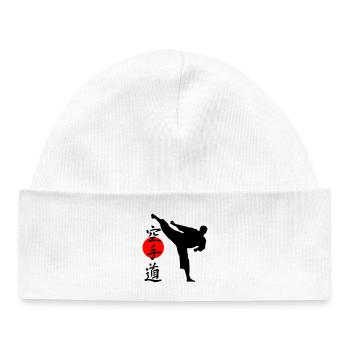 Karate Yokogeri with lettering - Baby Organic Beanie - white - Front