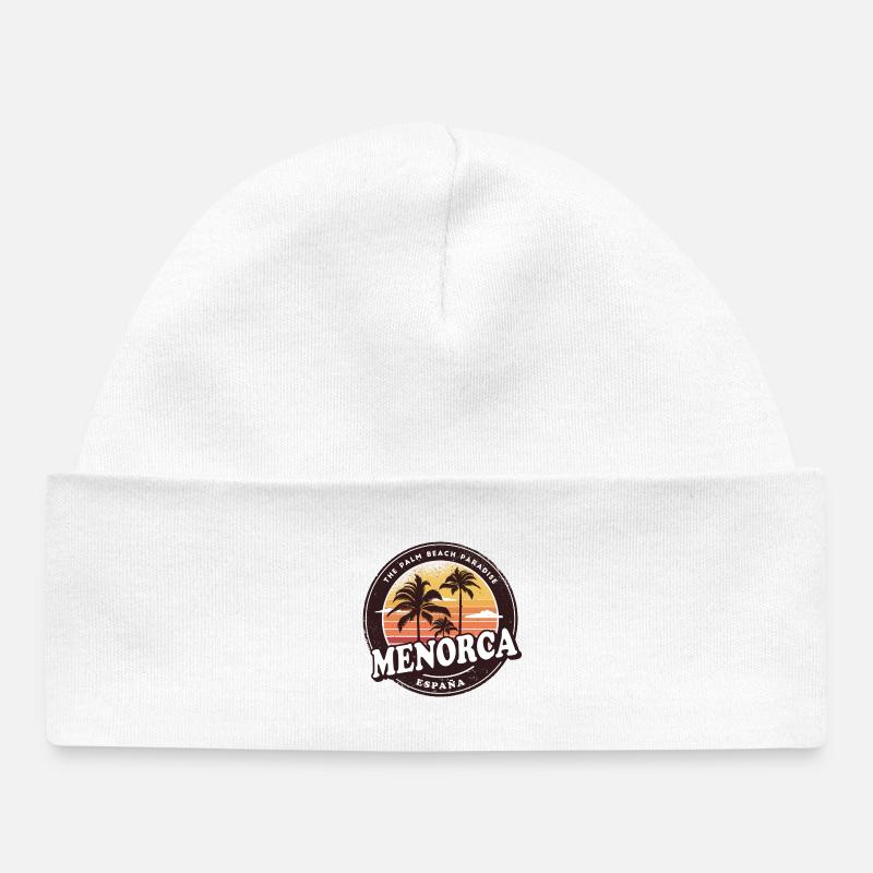 Minorque Espagne Vintage Beach Design - Bonnet bébé bio - blanc