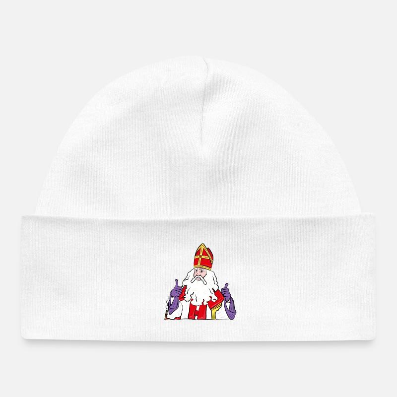 Sinterklaas pouce vers le haut zwartepiet - Bonnet bébé bio - blanc