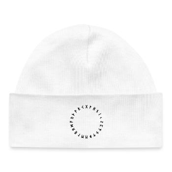 Rune alphabet in circle Symbols - Baby Organic Beanie - white - Front