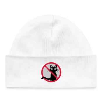 Cat forbidden sign - Baby Organic Beanie - white - Front