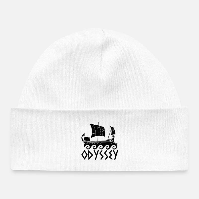 Le voyage d'Ulysse (noir) - Bonnet bébé bio - blanc