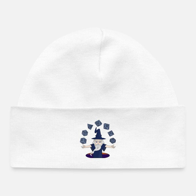 Un sorcier aux dés en lévitation - Bonnet bébé bio - blanc