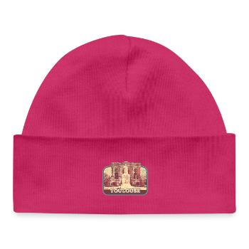 Retro badge, Toulouse France is my hometown - Baby Organic Beanie - white - Front