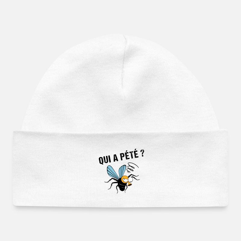 Qui a pété ? - Bonnet bébé bio - blanc